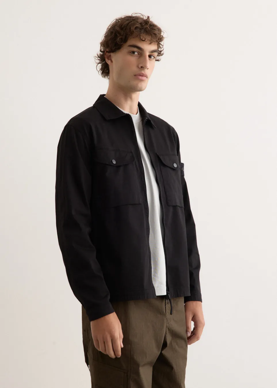 Organic Stretch Cotton Satin Overshirt