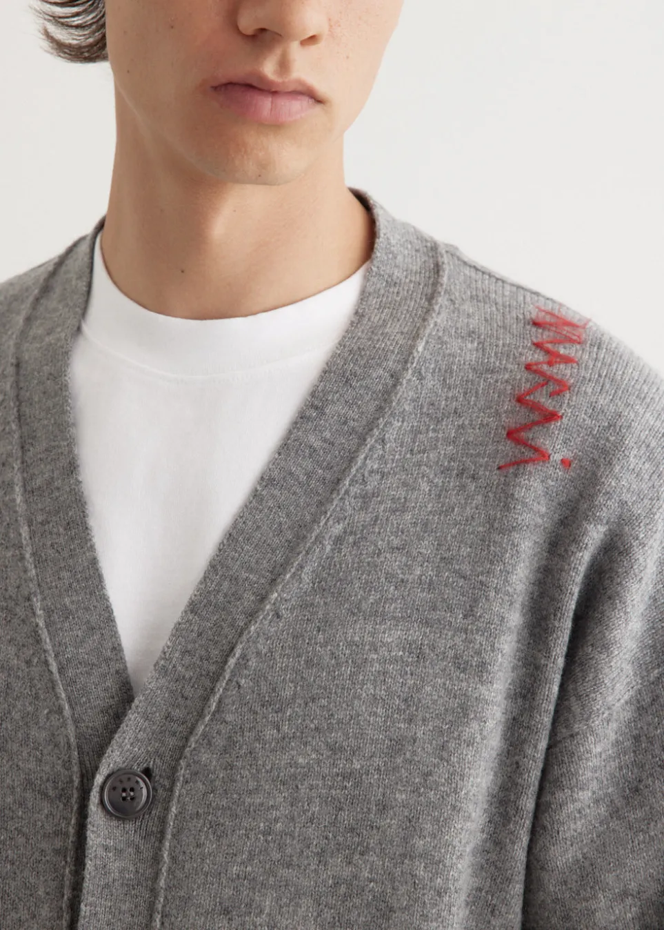 Oversized Embroidered Logo Cardigan