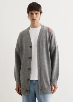 Oversized Embroidered Logo Cardigan