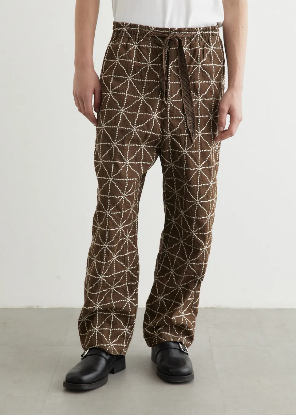 8oz Color Denim FOLK-DOJO Embroidery EASY Pants