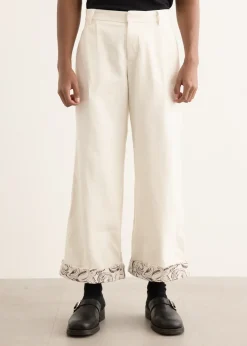 Paisley Embroidered Cuff Trousers