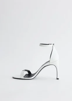 Patent Skinny Strap Logo Sandals