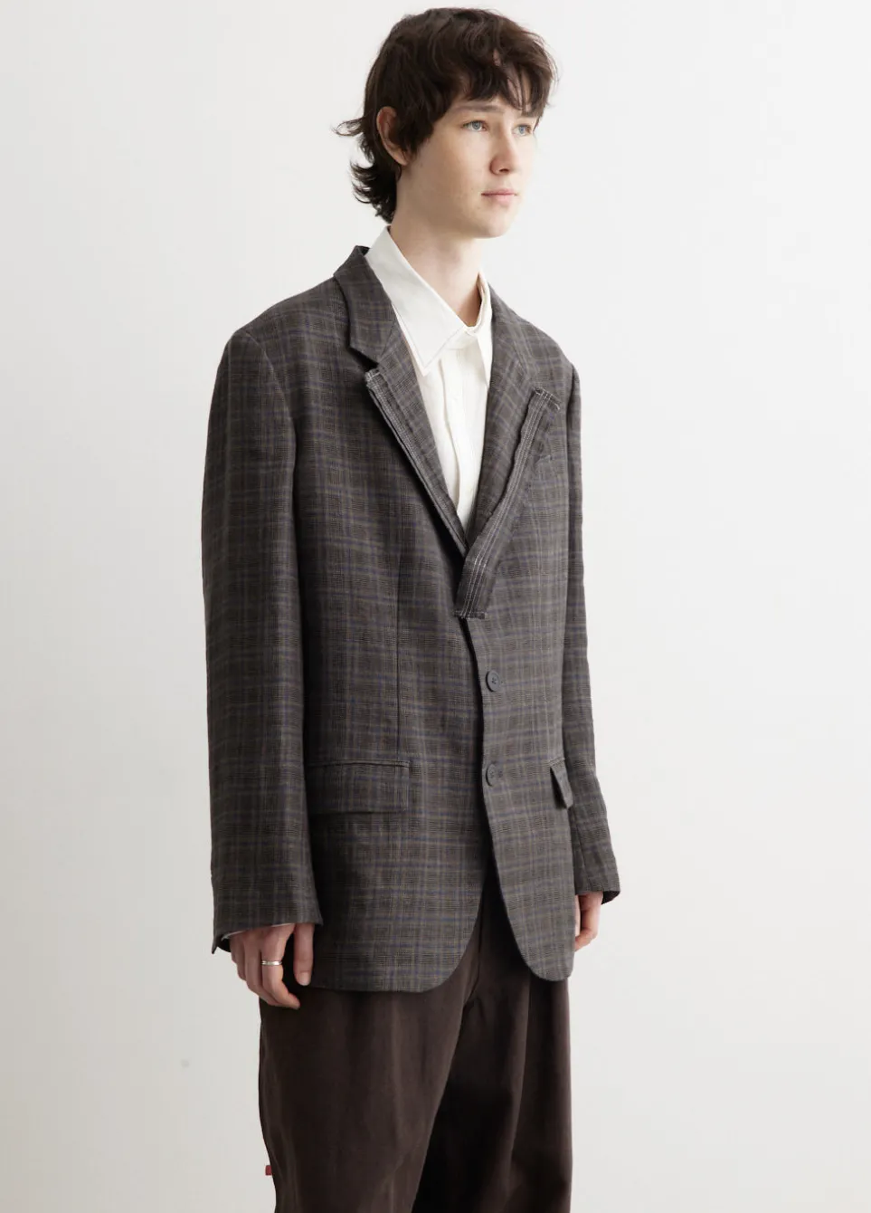 Plaid Decorative Cloth 3 Buttons Jacket