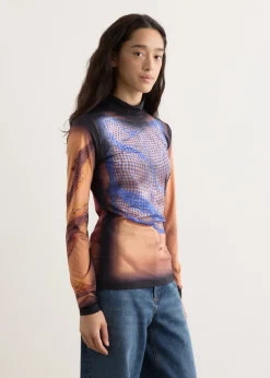 Recycled Draped Statue Jersey Highneck Top