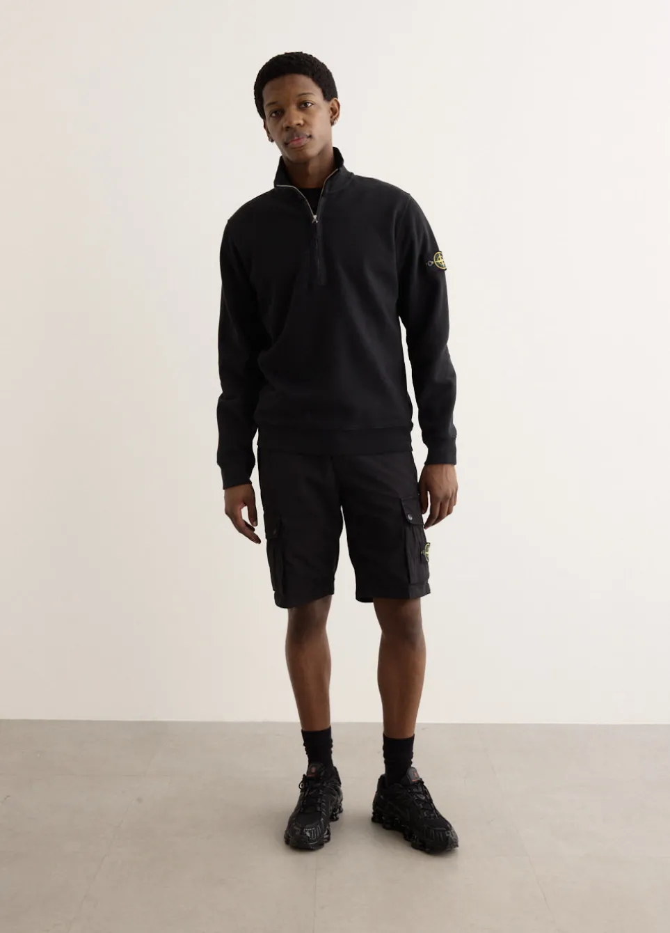 Regular Fit Organic Cotton Badge Half Zip Sweatshirt