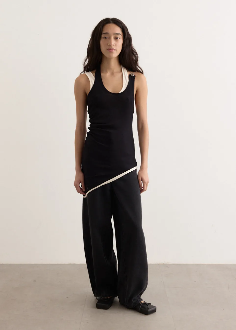 Ribbed Twisted Double Layer Tank Top