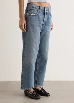90's Crop Mid Rise Loose Straight Jeans