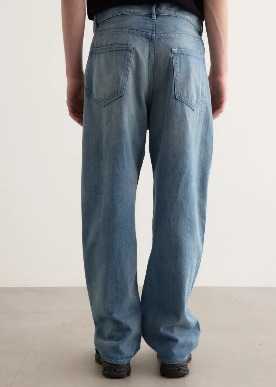 Selvedge Faded Light Denim Wide Pants