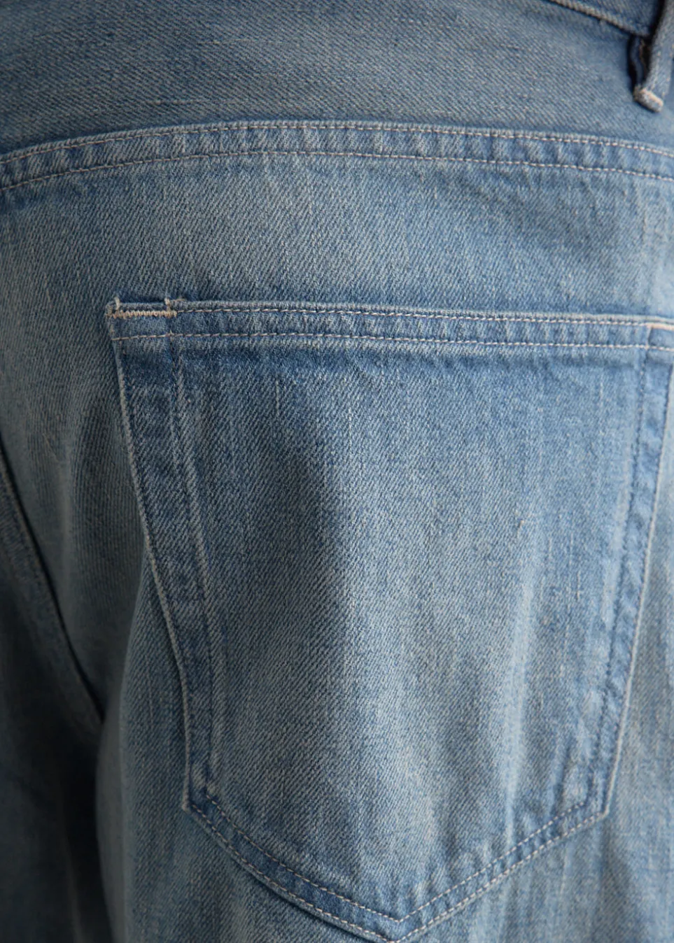 Selvedge Faded Light Denim Wide Pants