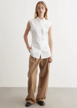 Shaped Poplin Sleeveless Shirt