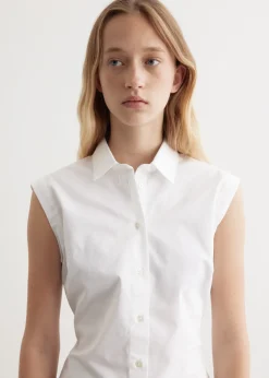 Shaped Poplin Sleeveless Shirt