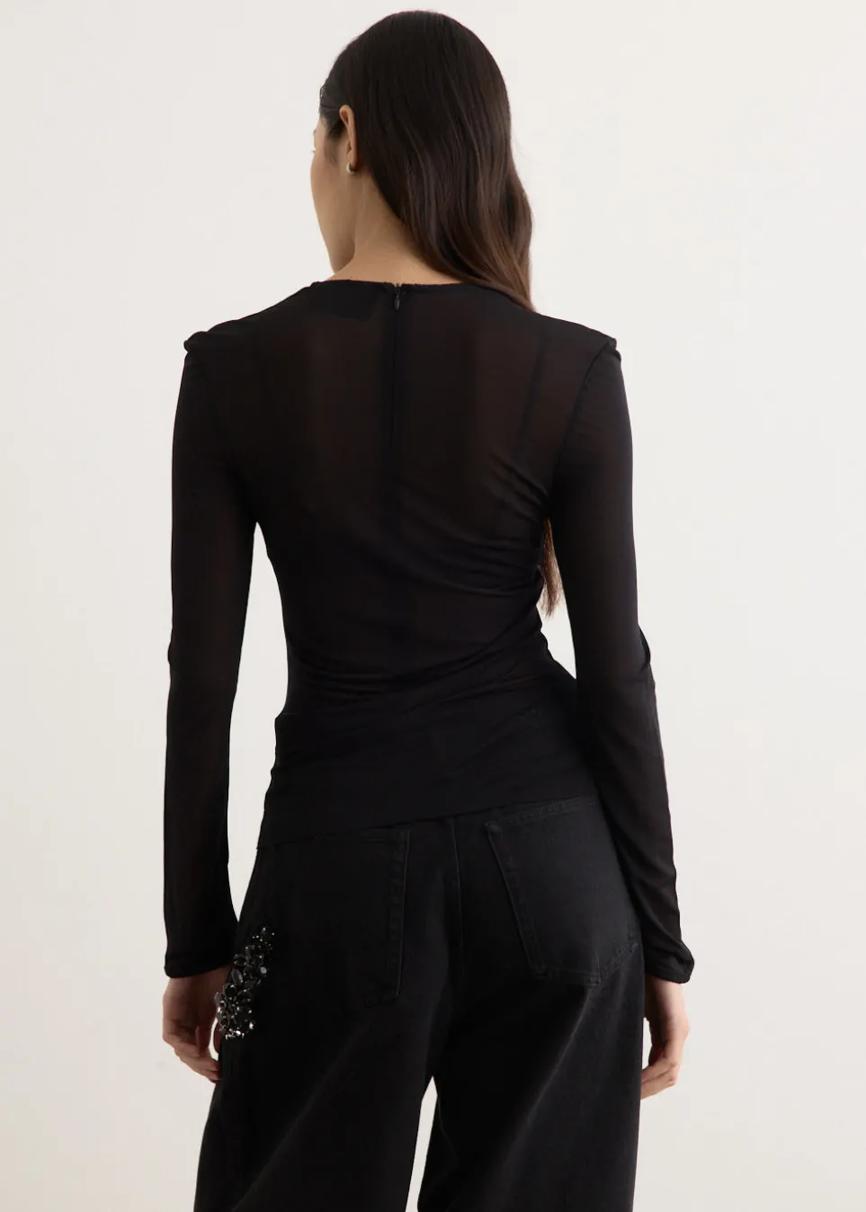 Sheer Fitted Ballet Mesh Top With Bip