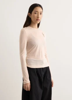 Sheer Fitted Ballet Mesh Top With Bip