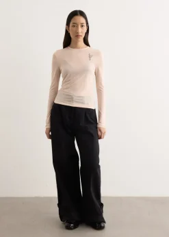 Sheer Fitted Ballet Mesh Top With Bip