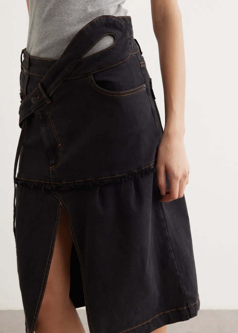 Signature Wrap Denim Skirt