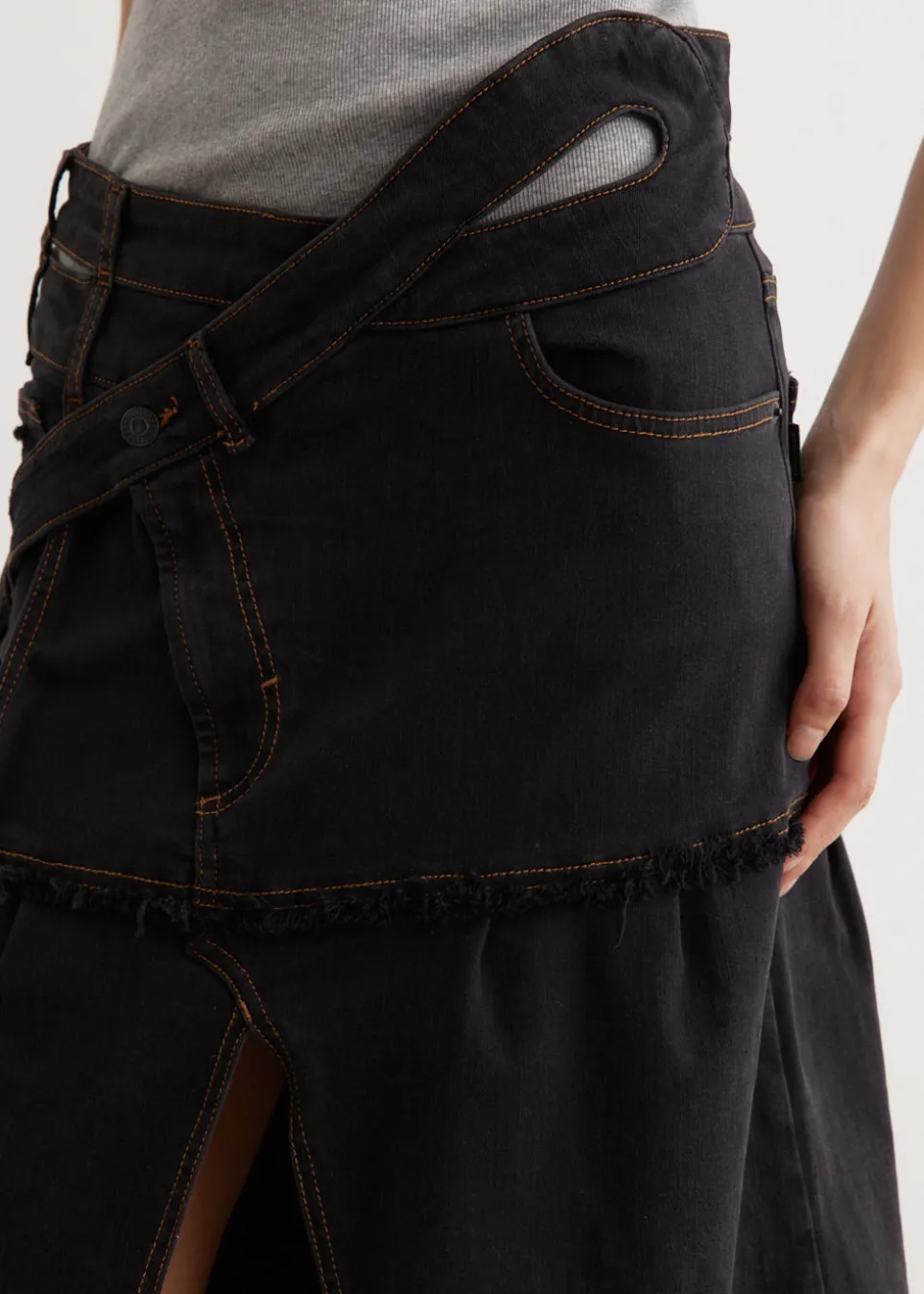 Signature Wrap Denim Skirt