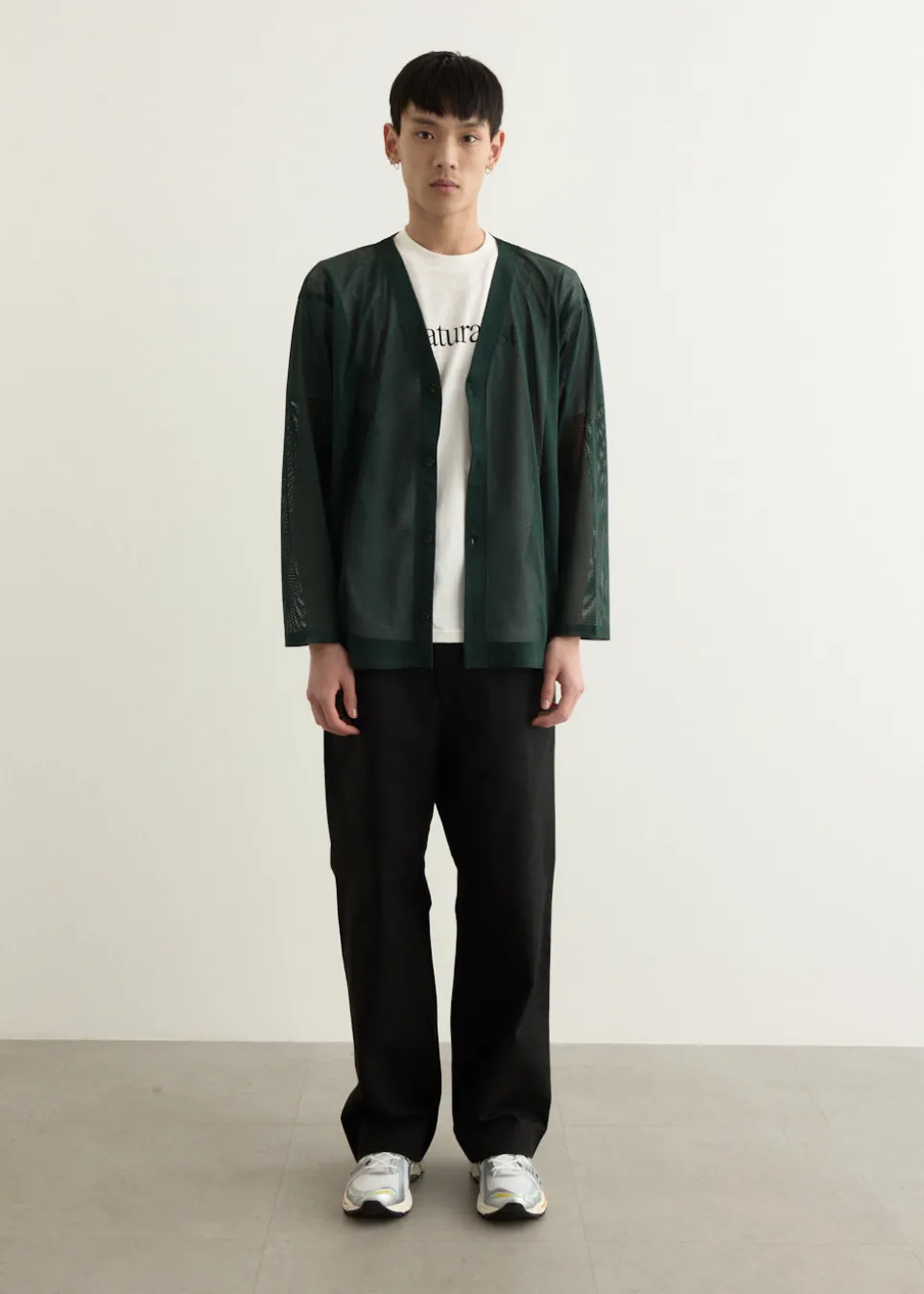 S.S. V Neck Knit Mesh Cardigan