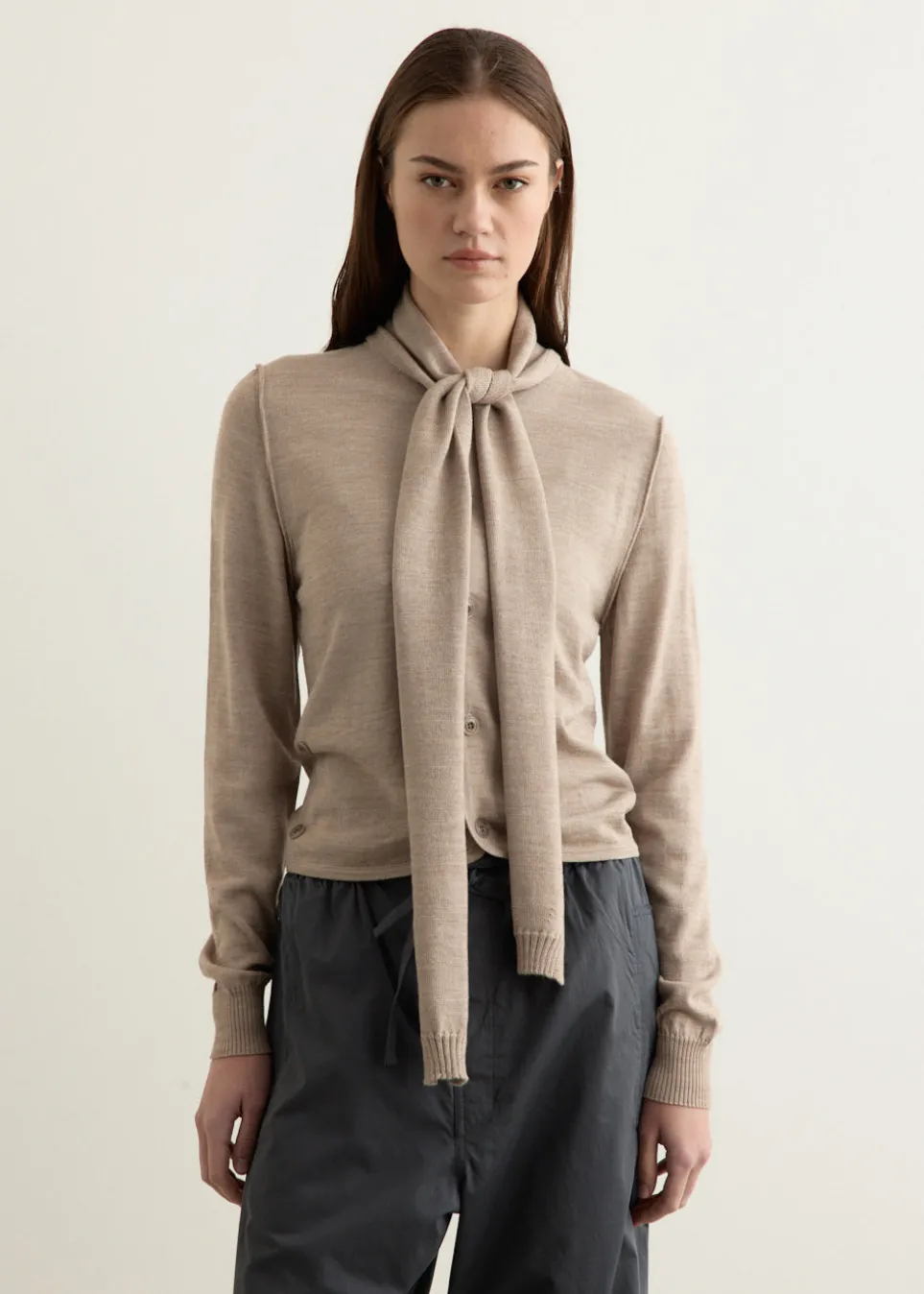 Twisted Cardigan With Scarf