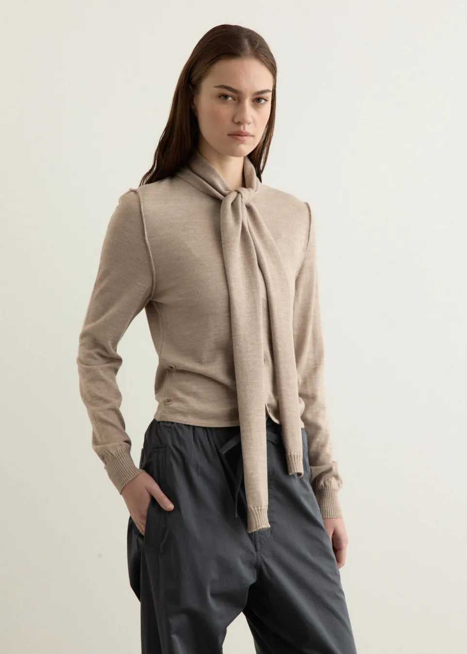 Twisted Cardigan With Scarf