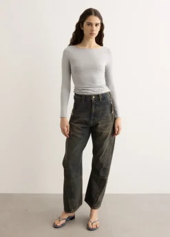 Unisex Twisted Zipper Pocket Jeans