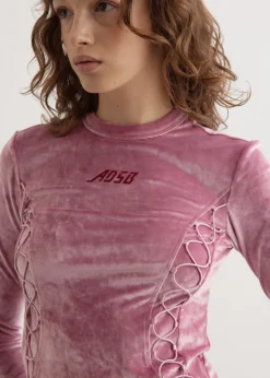Velvet Lace Up Long Sleeve T-Shirt