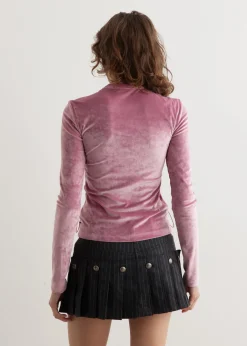 Velvet Lace Up Long Sleeve T-Shirt