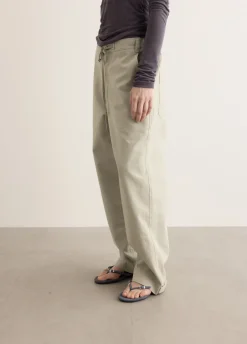 Washed Cotton Wide Pants
