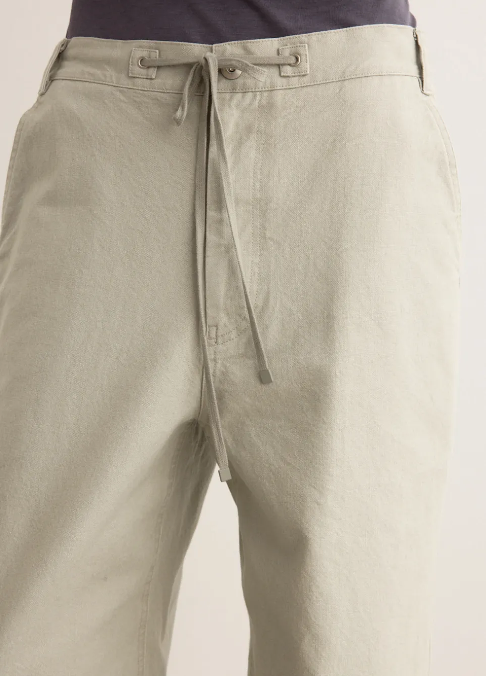 Washed Cotton Wide Pants