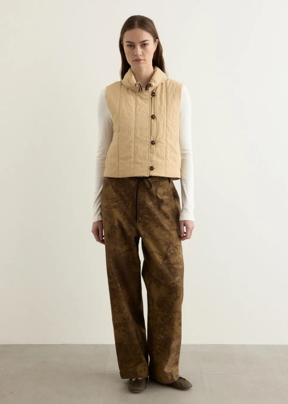 Washed Cotton Wide Pants