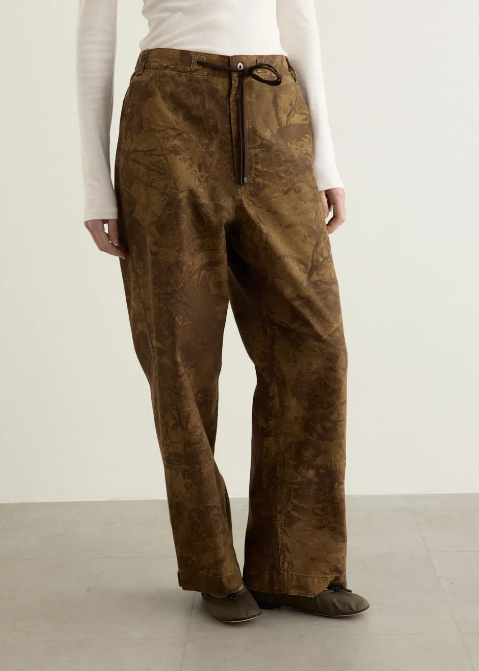Washed Cotton Wide Pants