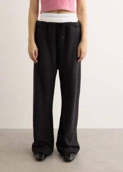 Wide Leg Sweatpants With Exposed Brief