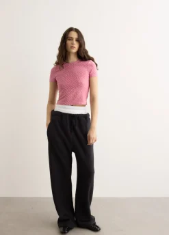 Wide Leg Sweatpants With Exposed Brief