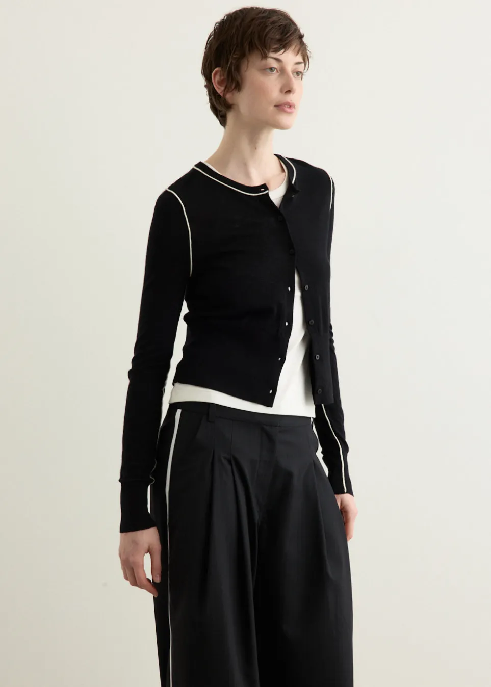 Wool Fine Line Cardigan