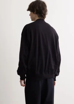 Wool Knit Zip Up Blouson