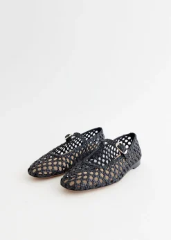 Woven Leather Mary Jane Flats