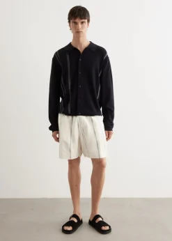 Yarn Stripe Collared Cardigan