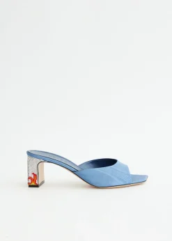 Ade Grosgrain Moire Denim Mules
