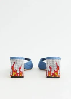 Ade Grosgrain Moire Denim Mules