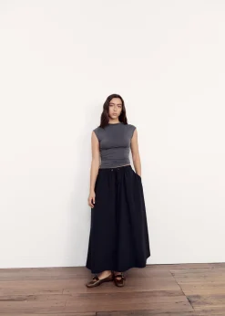 Agent Cap Sleeve Gathered Top