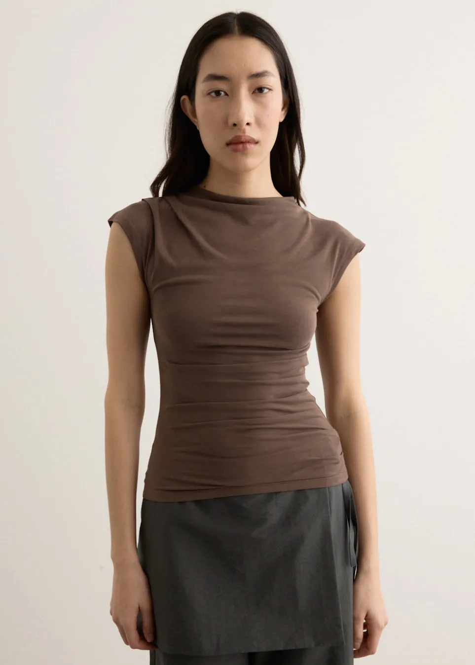 Agent Cap Sleeve Gathered Top