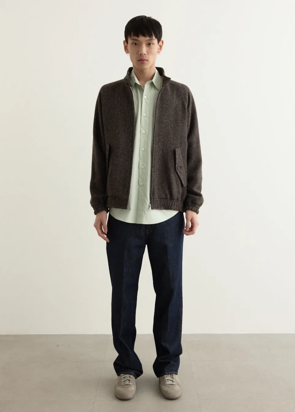 Alpaca Wool Silk Tweed Zip Blouson