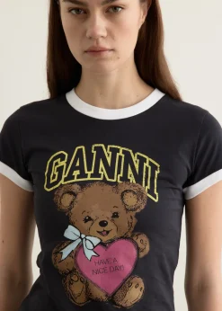 Basic Cotton Jersey Bear Fitted T-shirt