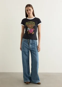 Basic Cotton Jersey Bear Fitted T-shirt