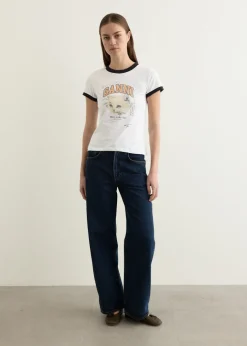 Basic Cotton Jersey Kitty Fitted T-shirt