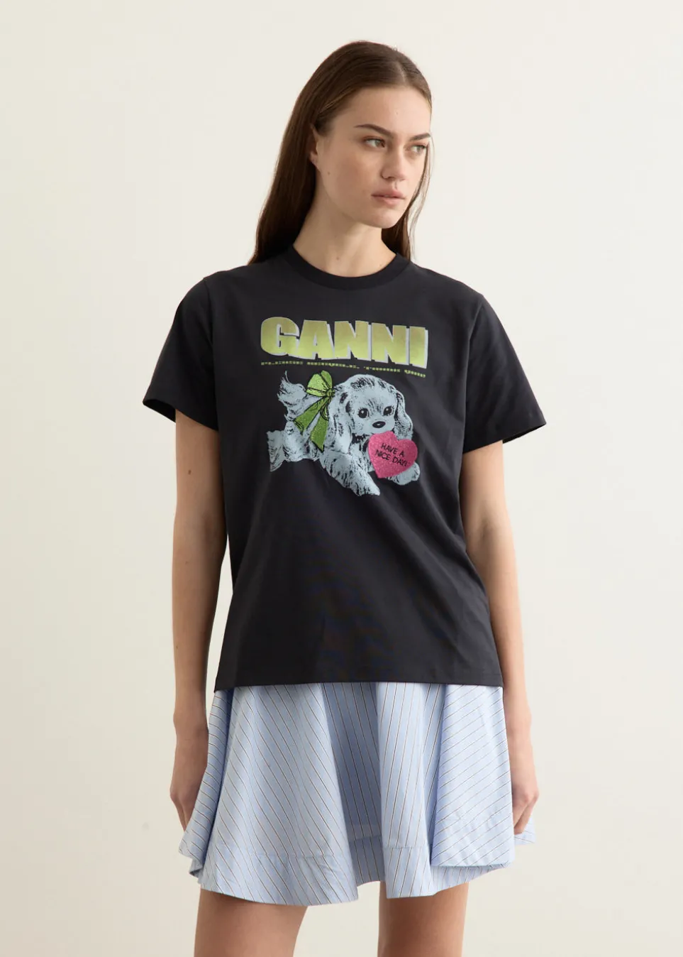 Basic Cotton Jersey Neon Puppy T-shirt