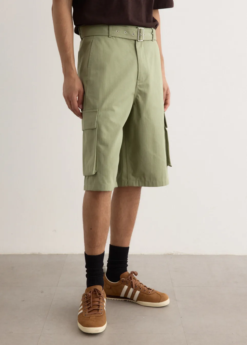 Belted Cargo Bermuda Shorts