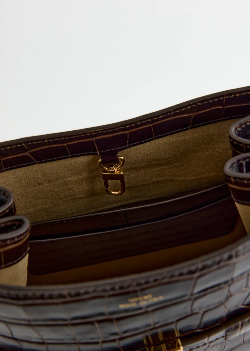 Belted Croco-Embossed Bucket Bag