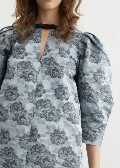 Botanical Jacquard A-Shaped Mini Dress