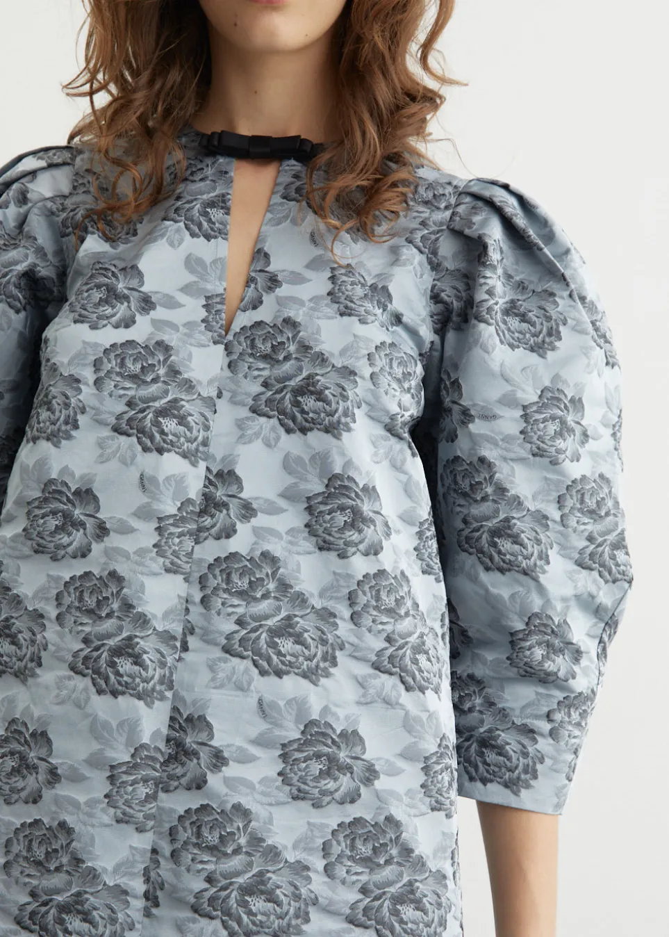 Botanical Jacquard A-Shaped Mini Dress