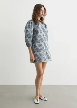 Botanical Jacquard A-Shaped Mini Dress